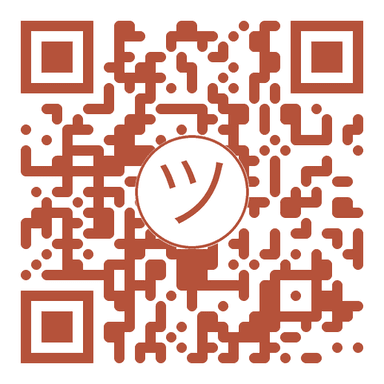 Rust QR code with the ツ mark in the center, linking back to harshit.cloud/lab