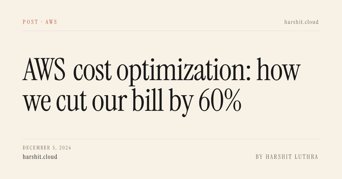 AWS Cost Optimization: How We Cut Our Bill by 60%